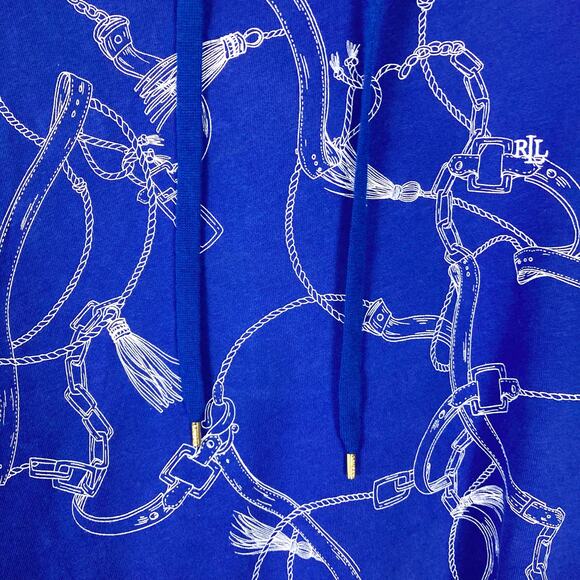 NWOT LAUREN RALPH LAUREN Hoodie Sweatshirt 2X Royal-Blue Equestrian-Horse LongSl - Picture 5 of 10